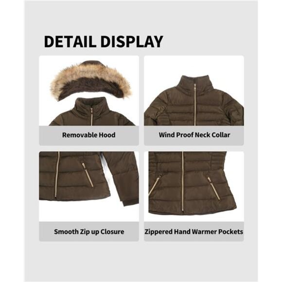 Women's Winter Quilted Puffer Long Coat Jacket - Picture 5 of 6
